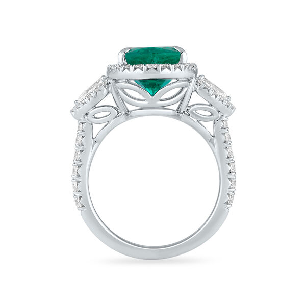 Emerald Oval-Cut Ring with Diamonds in White Gold